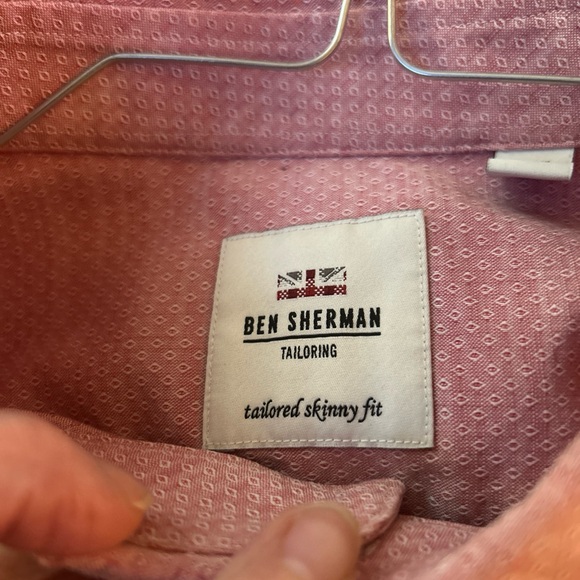 Ben Sherman Light Pink Casual Button-Down Shirt Skinny Fit size 17 36/37 - Picture 2 of 9